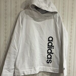 Adidas White Hoodie with Black Lettering